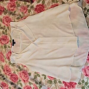 Atmosphere Asymmetrical Sheer Cream Sleeveless Top